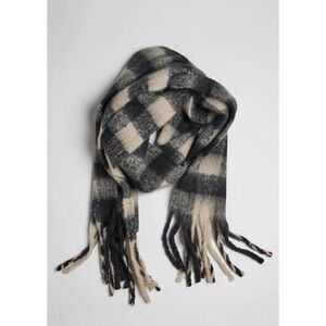 Black and cream Plaid oversized scarf